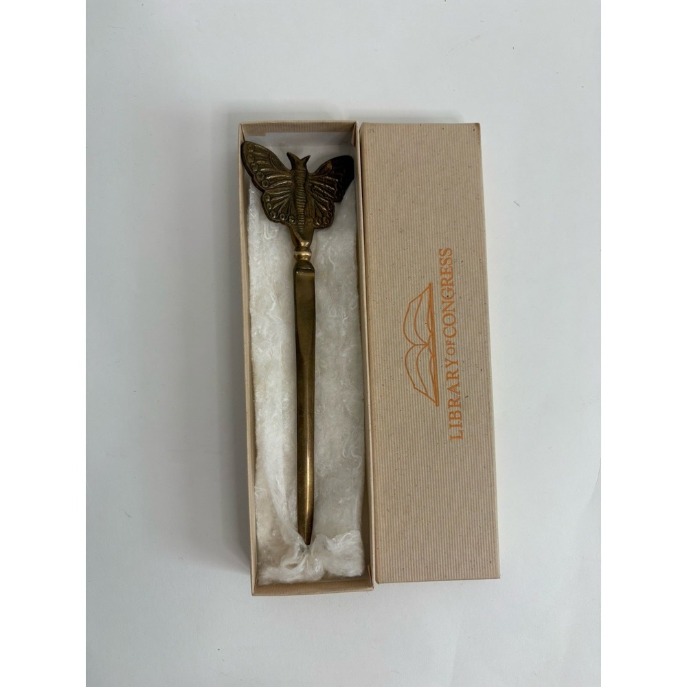 Butterfly Brass Collectible Letter Opener, Handle Design- Library Of Congress